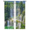 Waterfall Landscape Sheer Curtains For Living Room Window Transparent Voile Tulle Curtain Bedroom Drapes Home Decor