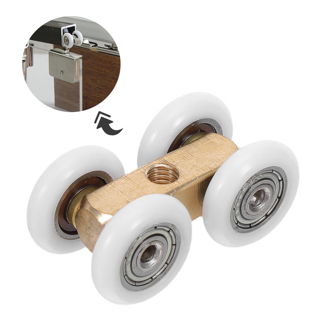 4Pcs Bathroom Glass Sliding Door Rollers Copper Bearing Shower Screen Wheel Replacement Smooth Sliding Shower Door Pulley