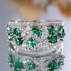 Zielony Kryształowy Kamień Kształtu Kropli Wody Pierścionki Zaręczynowe Dla Kobiet Vintage Srebrny Kolor Obrączki Ślubne Kamień Urodzenia Prezenty