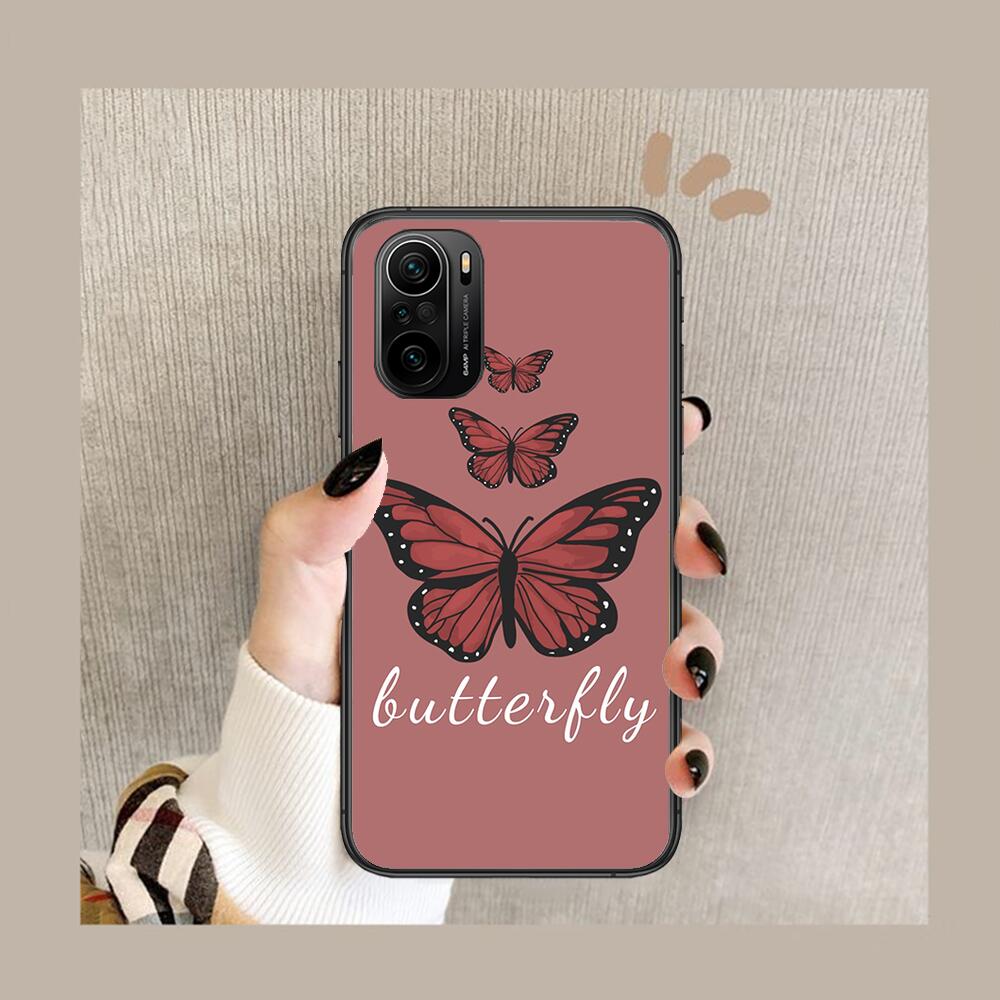 Beautiful Butterfly Pattern Phone Case For Xiaomi Redmi POCO F1 F2 F3 X3 Pro M3 9C 10T Lite NFC Black Cover Silicone Back Prett