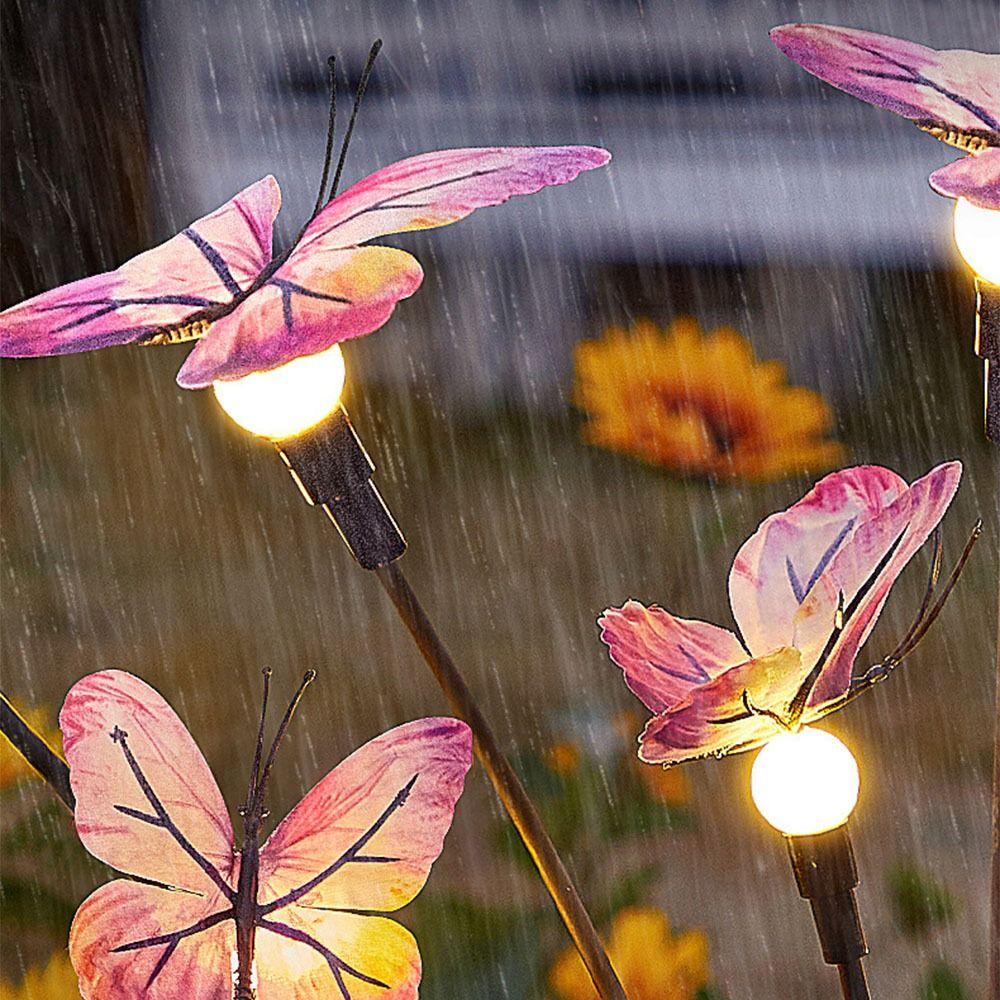 6/9 Head Butterfly Solar Garden Lights 8 Light Modes Waterproof Solar Landscape Lights Smart Sensor Color Changing