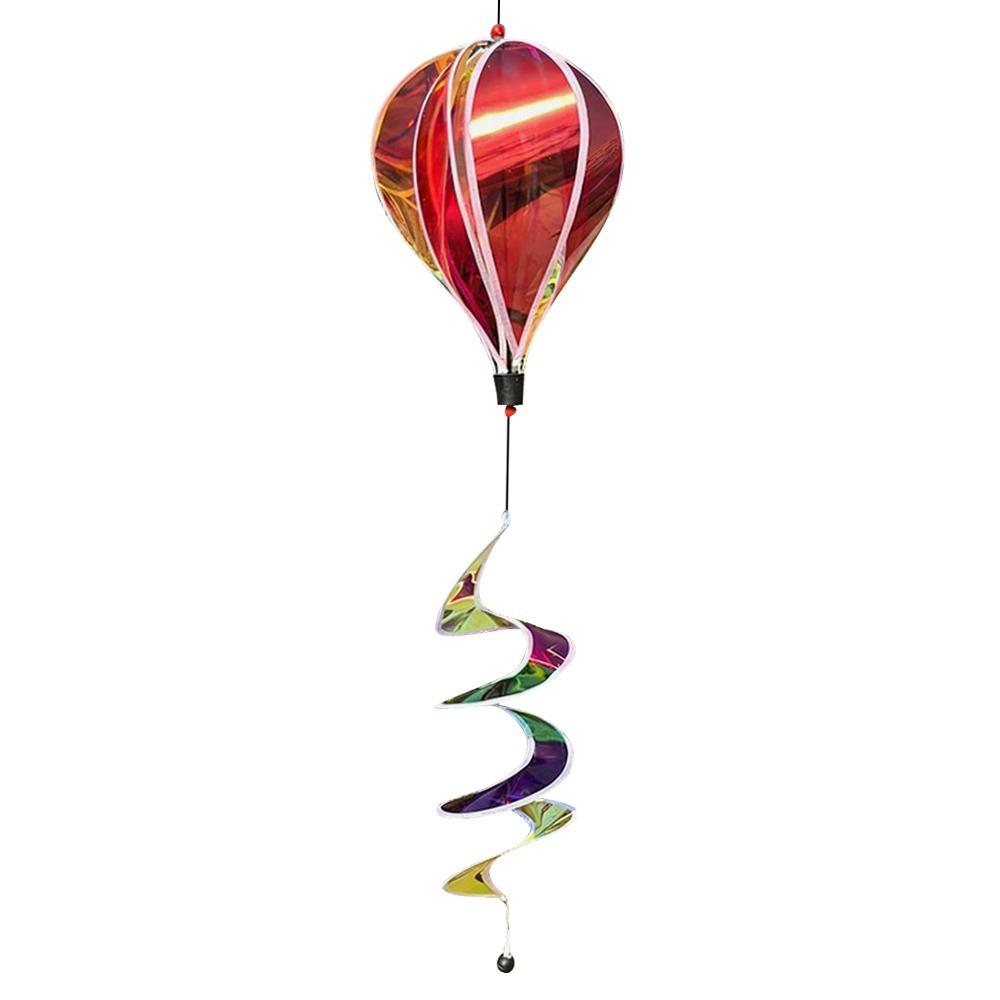 

Sparkling Hot Air Balloon Wind Spinner Colorful Design Fantasy Style Hanging Wind Twister Bright Film Transparent Material красный