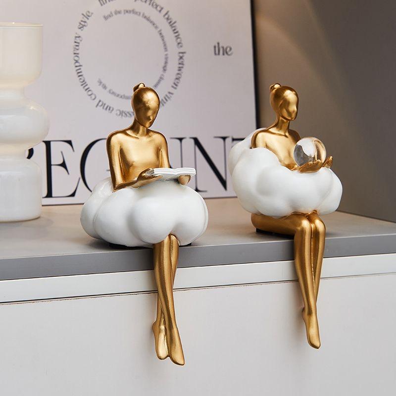 Abstract Cloud Ballet Girl Desk Figurine Ornament – Creative Home & Study Decoration