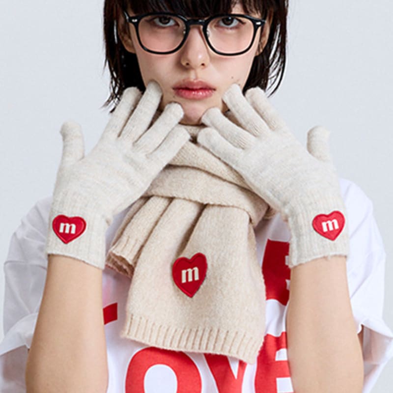 Macni LOVE M KNIT GLOVES IVORY