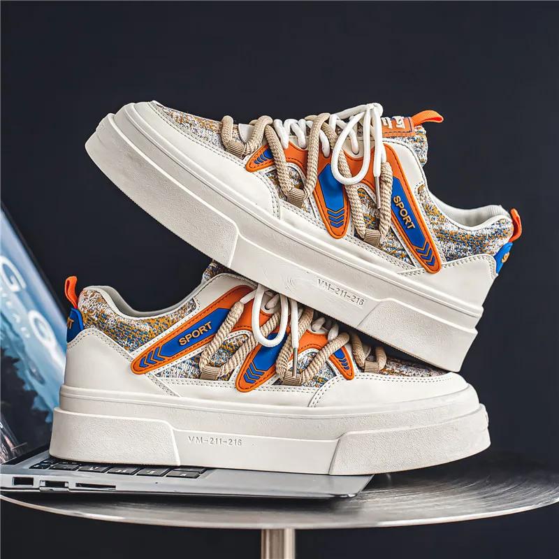 Shoes Men Sports and Leisure Male Sneakers Loafers Men's Sneakers Skateboard Apring and Autumn New Thick Bottom Casual Shoes