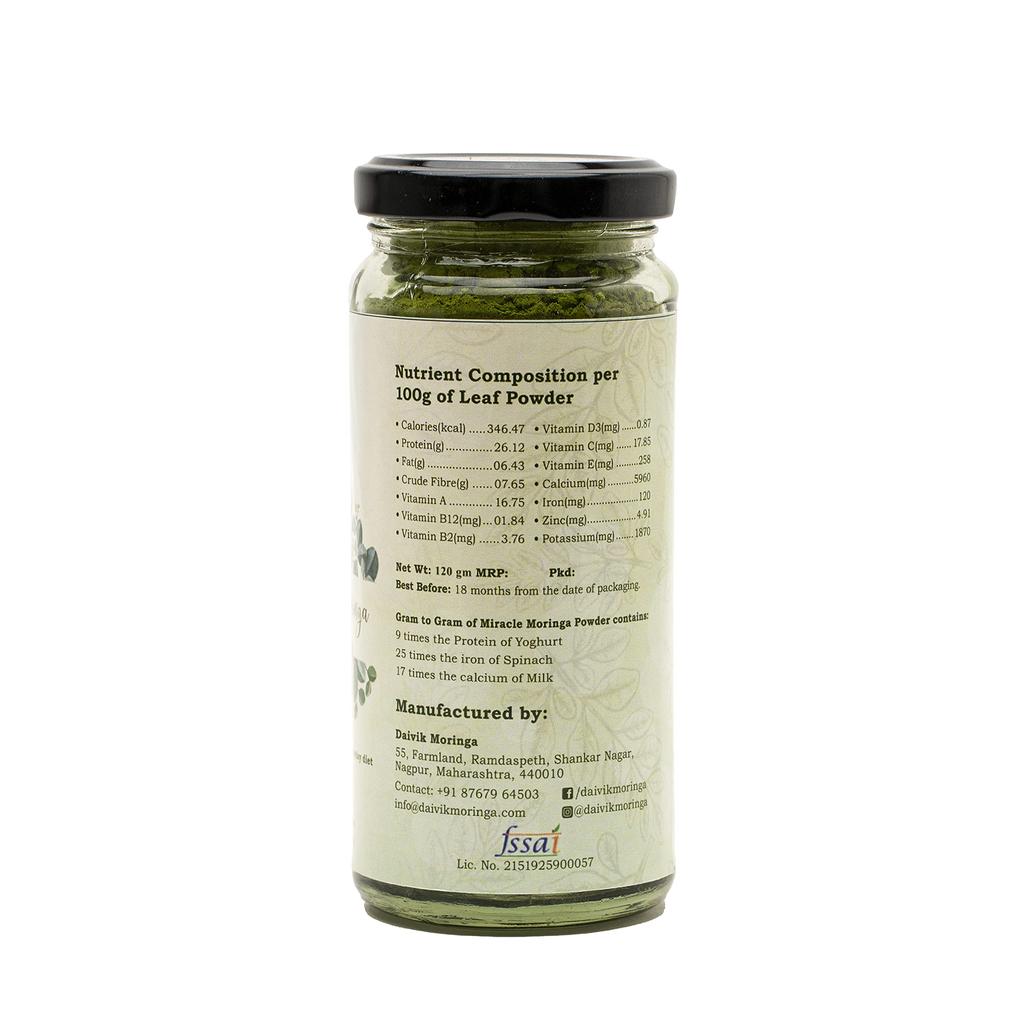 Daivik Moringa Miracle Moringa Powder, Dried Leaf Powder, Plant Based, Rich In Antioxidants, Superfood (120 Grams)