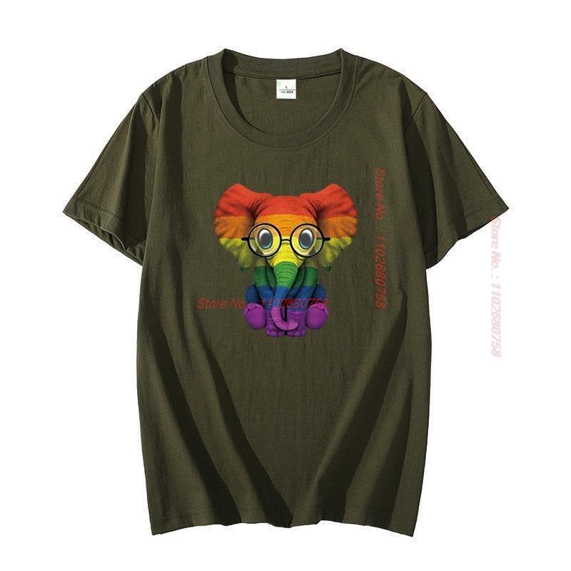 Baby Elephant Glasses Gay Funny Graphic T Shirt For Unisex Oversize Cotton Short Sleeve Tshirts Summer Streetwear Unisexs Clothes
