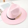 Autumn and winter new woolen top hat men's jazz hat retro black woolen jazz hat flat-brimmed big eaves hat