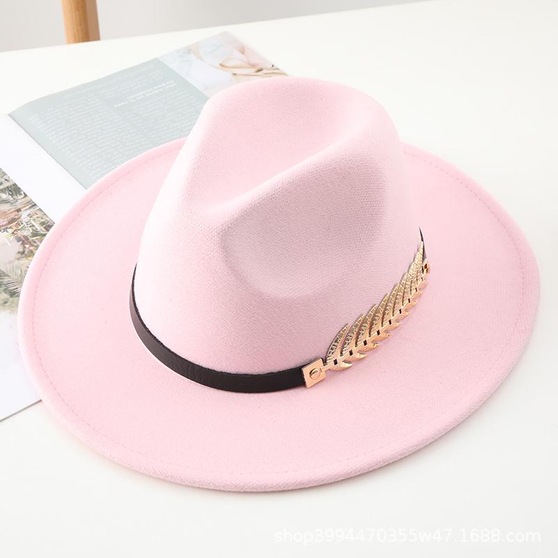 Autumn and winter new woolen top hat men's jazz hat retro black woolen jazz hat flat-brimmed big eaves hat