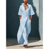 Summer New Style Casual V-neck Short-sleeved Belt-wrapped Fitted Slimming Figure-enhancing Blouse Dress