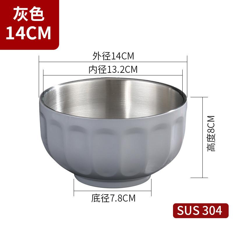 Kulatá miska s dvojitou stěnou z nerezové oceli Izolovaný rámen Ovocná polévka Misky na salát Kuchyňské nádobí Protiskluzové dno Nádoba na potraviny