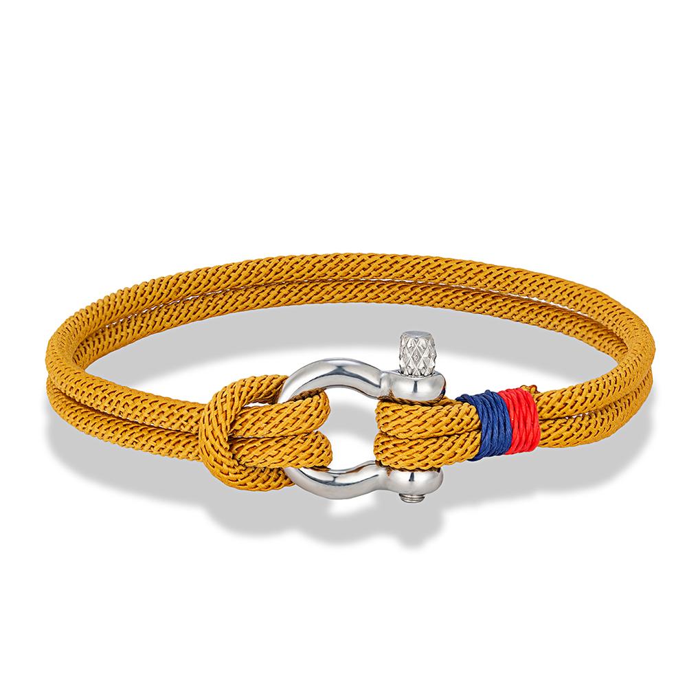 Navy Blue Braided Rope Bracelet Stainless Steel Mini Horseshoe Shackle with Screws Bracelets for Men Women Couple Jewelry