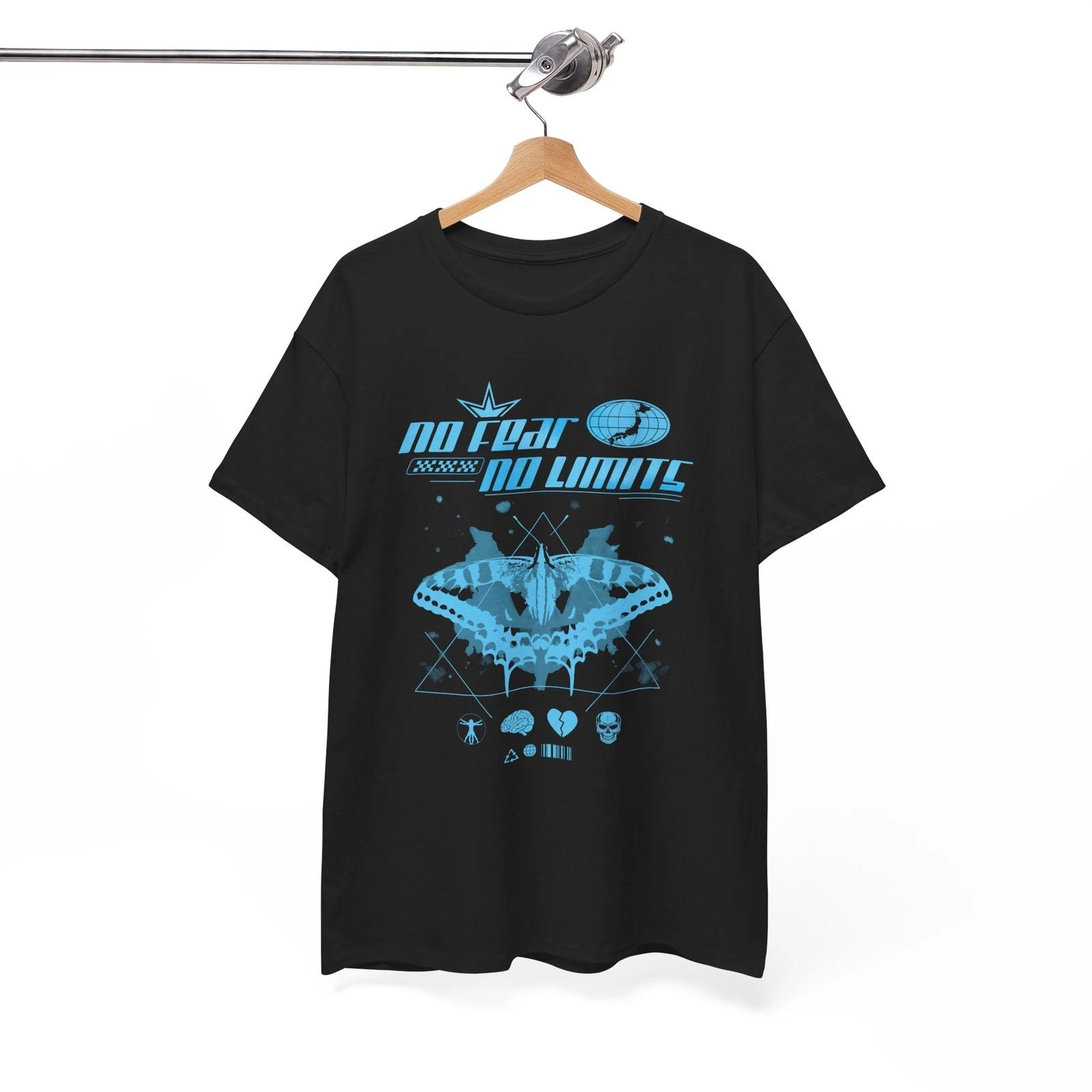 No Fear No Limit Black T-Shirt | City Skyline Retro Tee | Urban Aesthetic Shirt 2XL