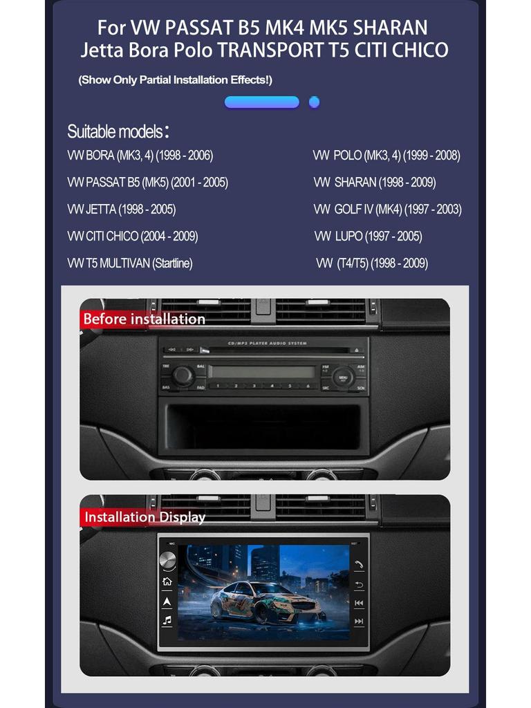 Volkswagen Passat Lingyu Android Car Navigation with Bluetooth, GPS, HD Backup Camera & CarPlay