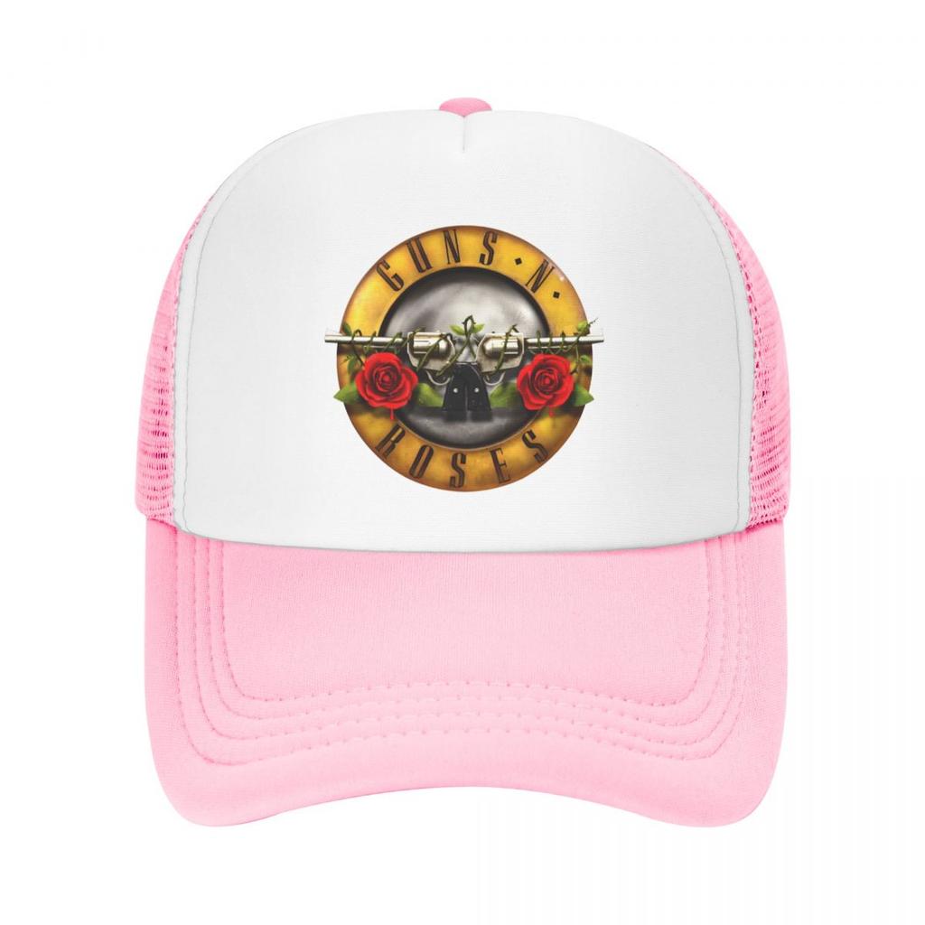 Guns N Roses Ležérní Obyčejná kšiltovka ze síťoviny kovová páska Nastavitelné čepice se zipem pro ženy Unisex čepice táta Trucker