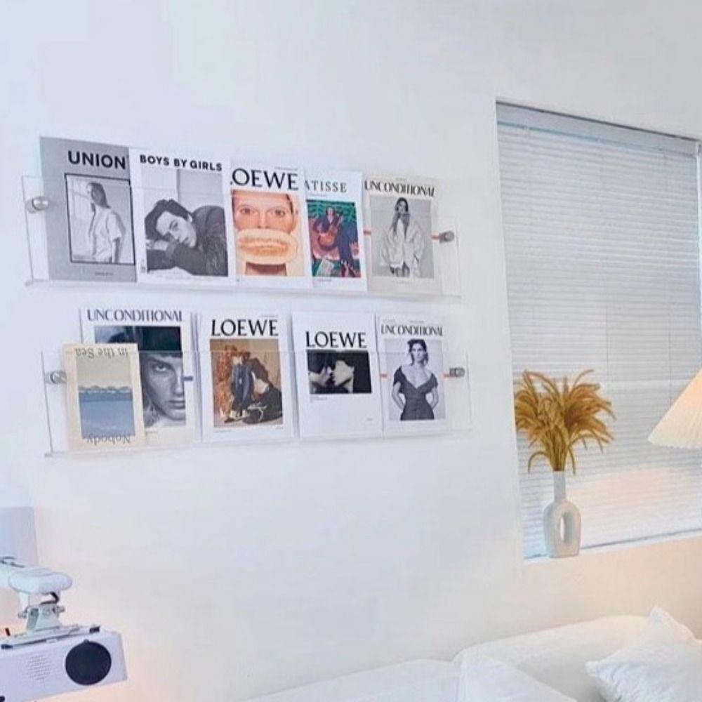 Brochure Holder Magazine Rack Wall Mount Pamphlet Stand Floating Bookshelves  Hang Display