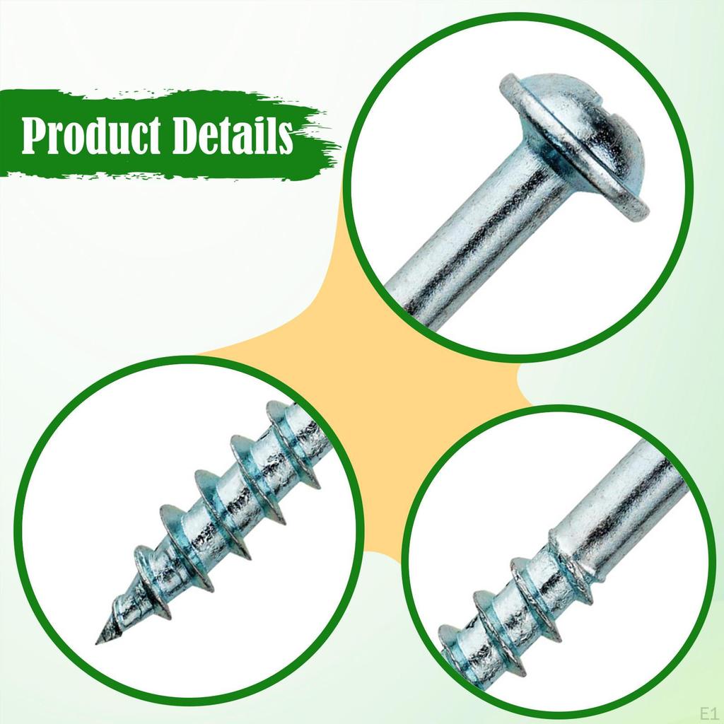 100x M4 25 Self Tapping Screws Wood Screw Sturdy Woodworking Oblique Hole for DIY Assembly