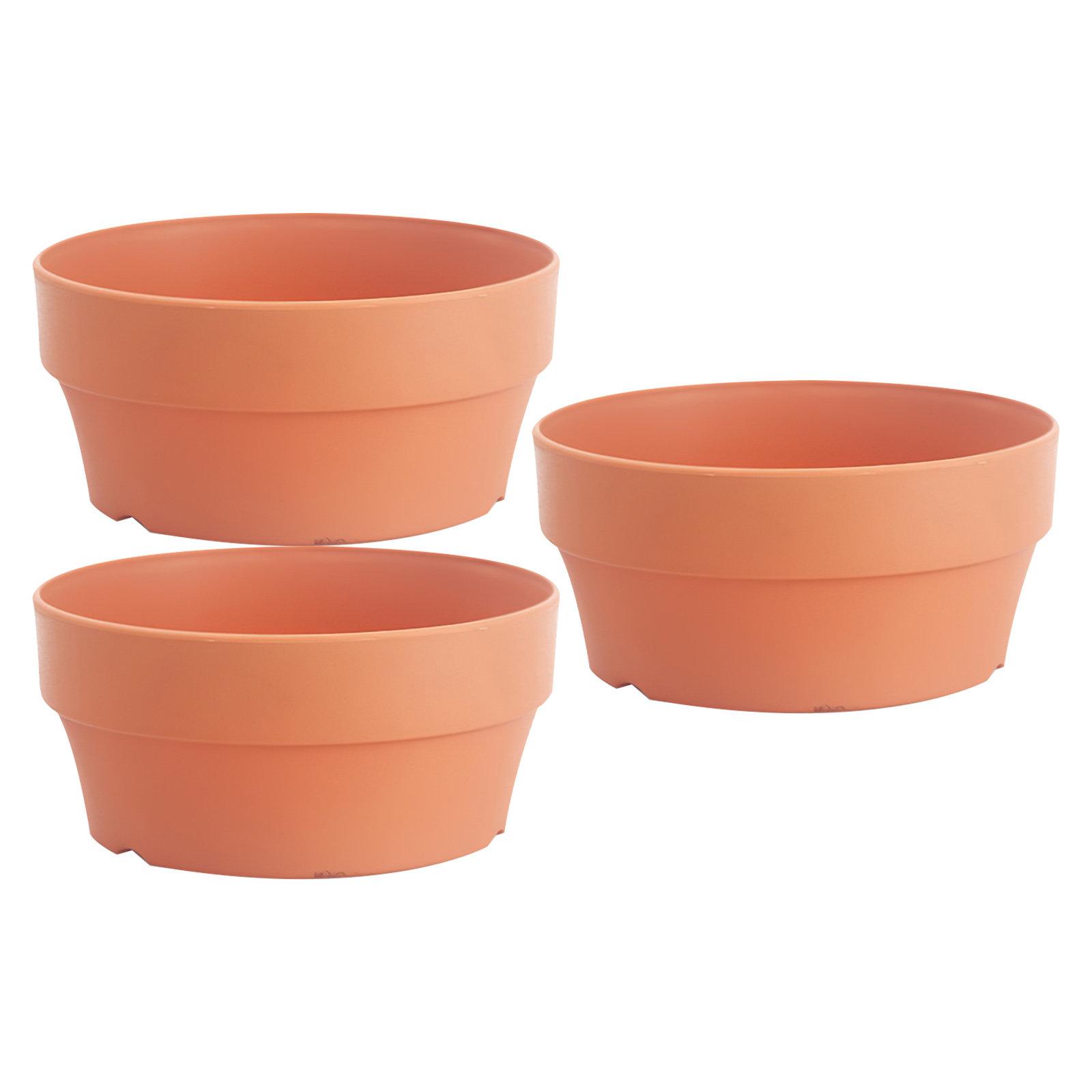 5Pcs Imitation Clay Flower Pot Plastic Round Basin Drainage Bottom Indoor Outdoor Garden Supplies Flower Planter 16Cm Orange 18X14X9CM