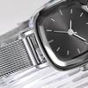 Unisex Quarzuhr Minimalistische Quadratische Zifferblattuhr Retro Mesh-Armband Armbanduhr für Männer Frauen Arbeit Schule