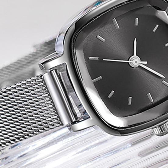 Unisex Quarzuhr Minimalistische Quadratische Zifferblattuhr Retro Mesh-Armband Armbanduhr für Männer Frauen Arbeit Schule