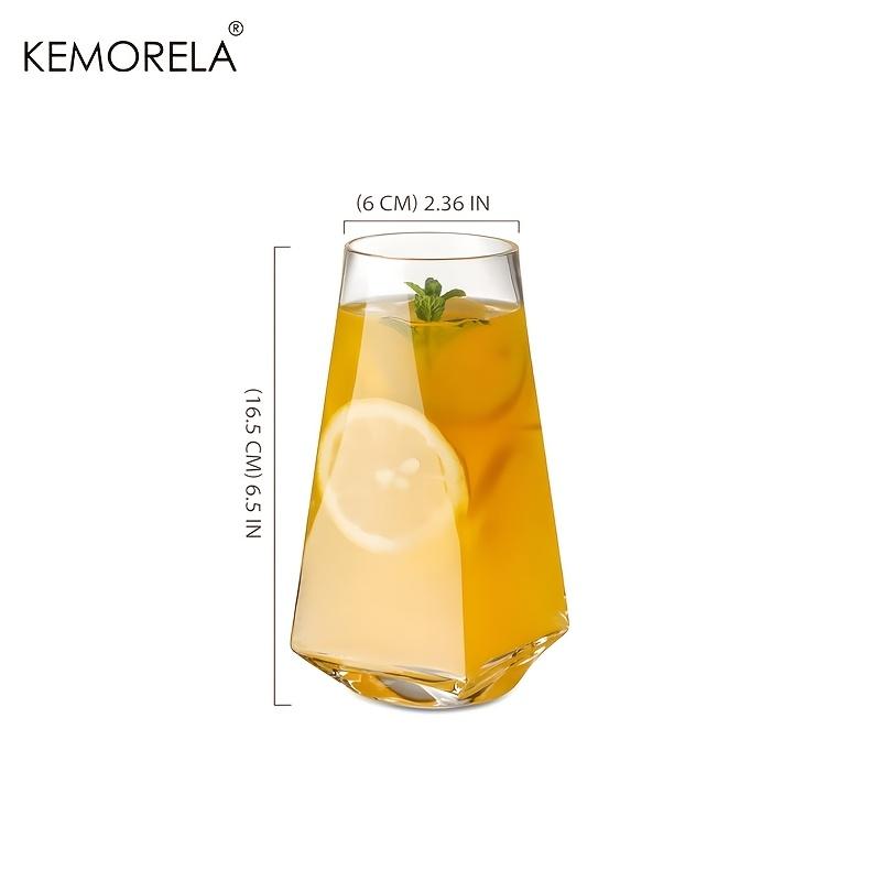 KEMORELA 500ml Geometrical Highball Glasses Crystal Glass, Reusable Machine Washable Multipurposefor Water Cocktail Beer Juice