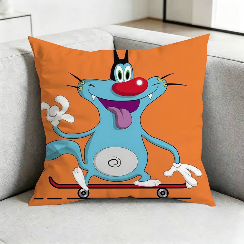 Oggy-Y and the Cockroaches-Z Pillow Case Square Double-Sided Sofa Cushion Cover Bedroom Bedside Pillow Gift