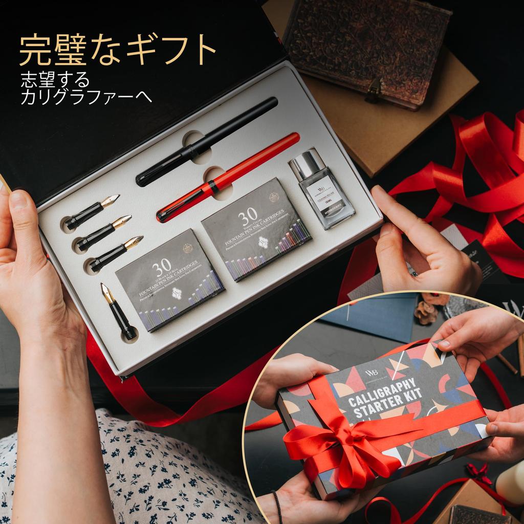 Wordsworth and Black Calligraphy Pen Set Black Includes 2 Calligraphy 18ML Ink 60 Ink Ink Refill 1 Medium Nib and 4 Broad and a Brush Pen Calligraphy