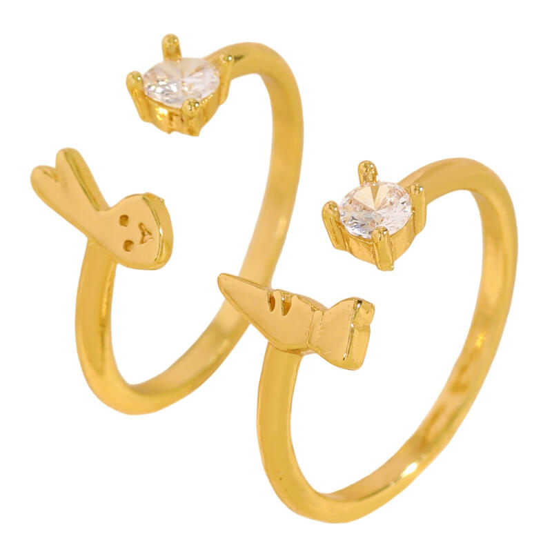 Cute Cartoon Rabbit Carrot Opening Ring for Women Men Fashion Personality Design Index Finger Ring Versatile Jewelry Accessories