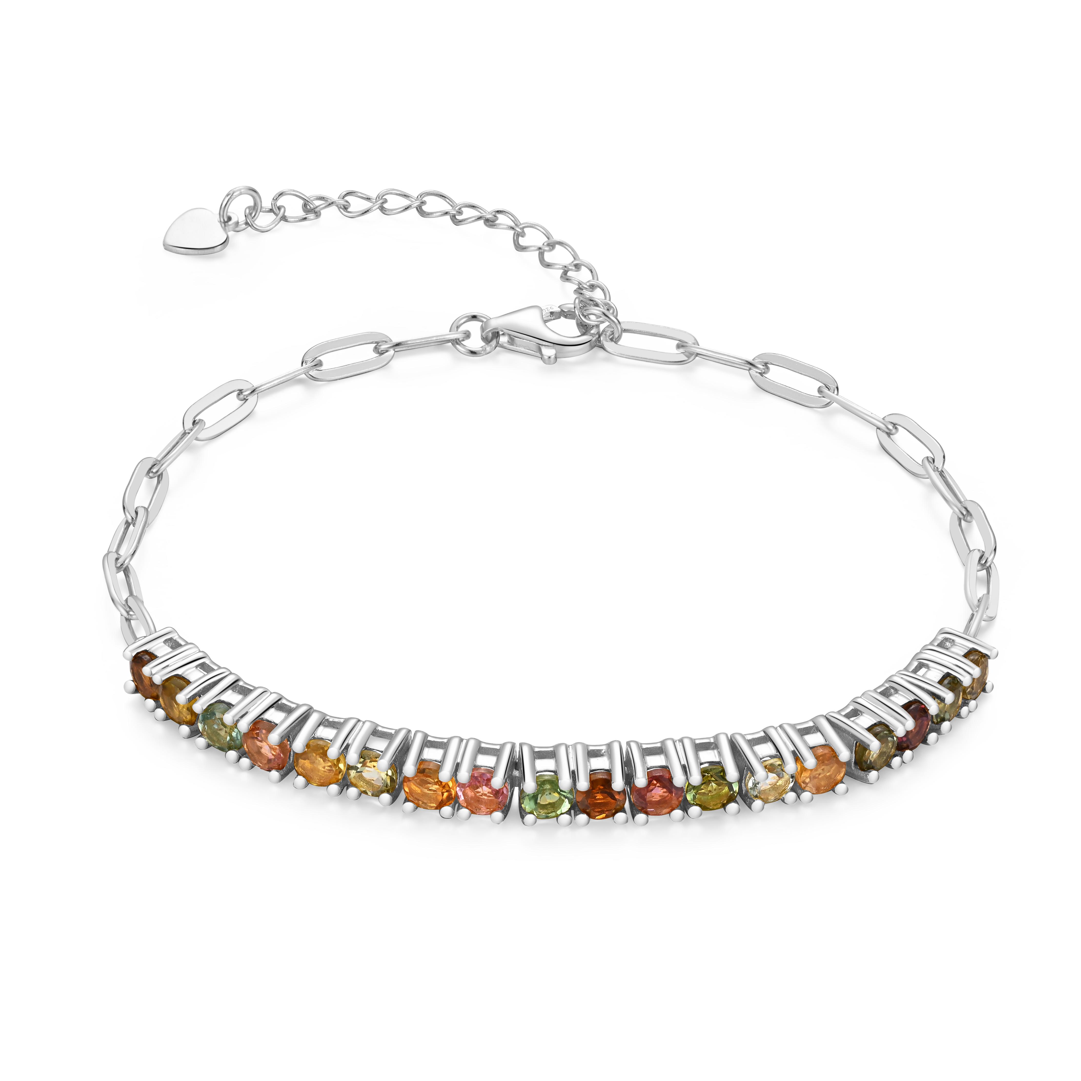 

Exquisite Natural Multi-Tourmaline round 3.00mm Bracelet 925 Sterling Silver Fine Jewelry for Women s Banquet and Birthday Gifts 22cm