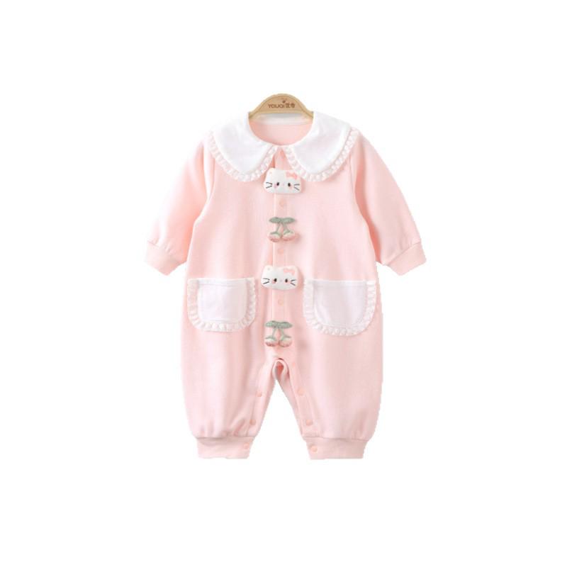 Youqi Baby Girls Long Sleeve Spring/Autumn Romper - Cute Newborn Crawling Bodysuit