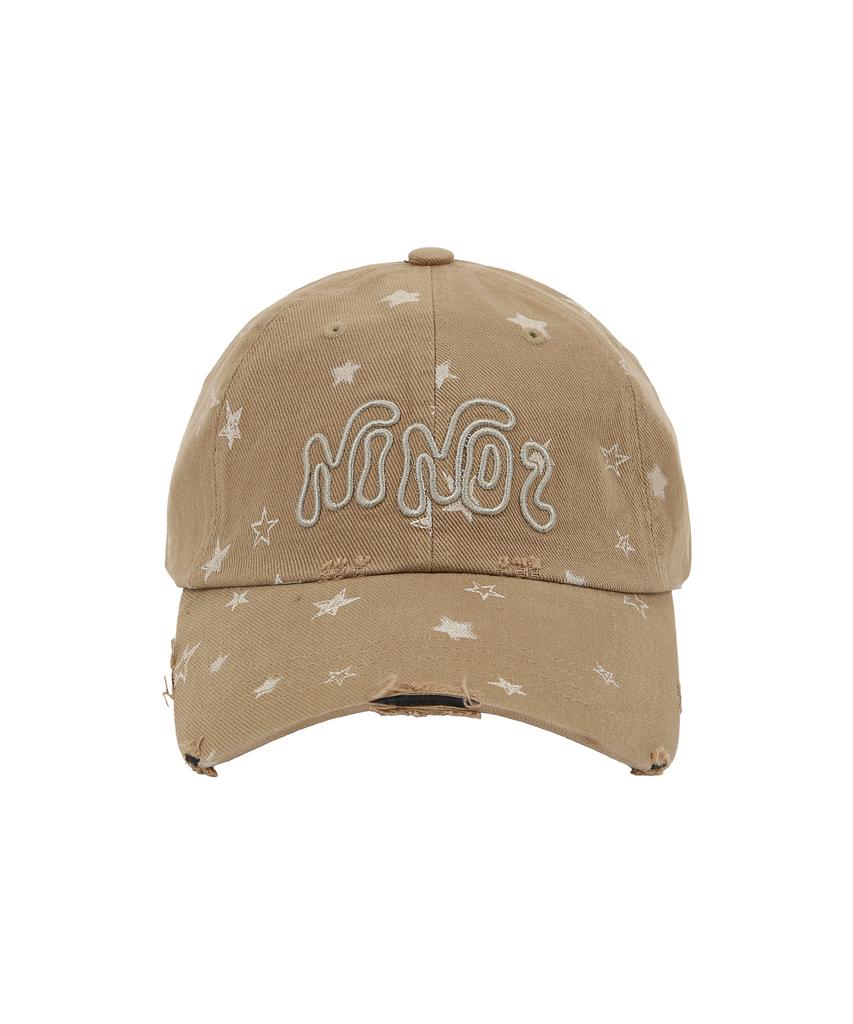 COMONINOZ [Cn]Star Damage Washed Ballcap [2Color]