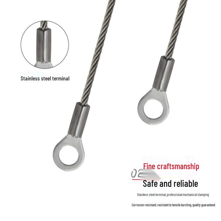 

304 Stainless Steel Cable Eyelet Terminal Safety Connector 1.5mm Wire Rope, 0.1m, M4 Terminals, 25kg Load