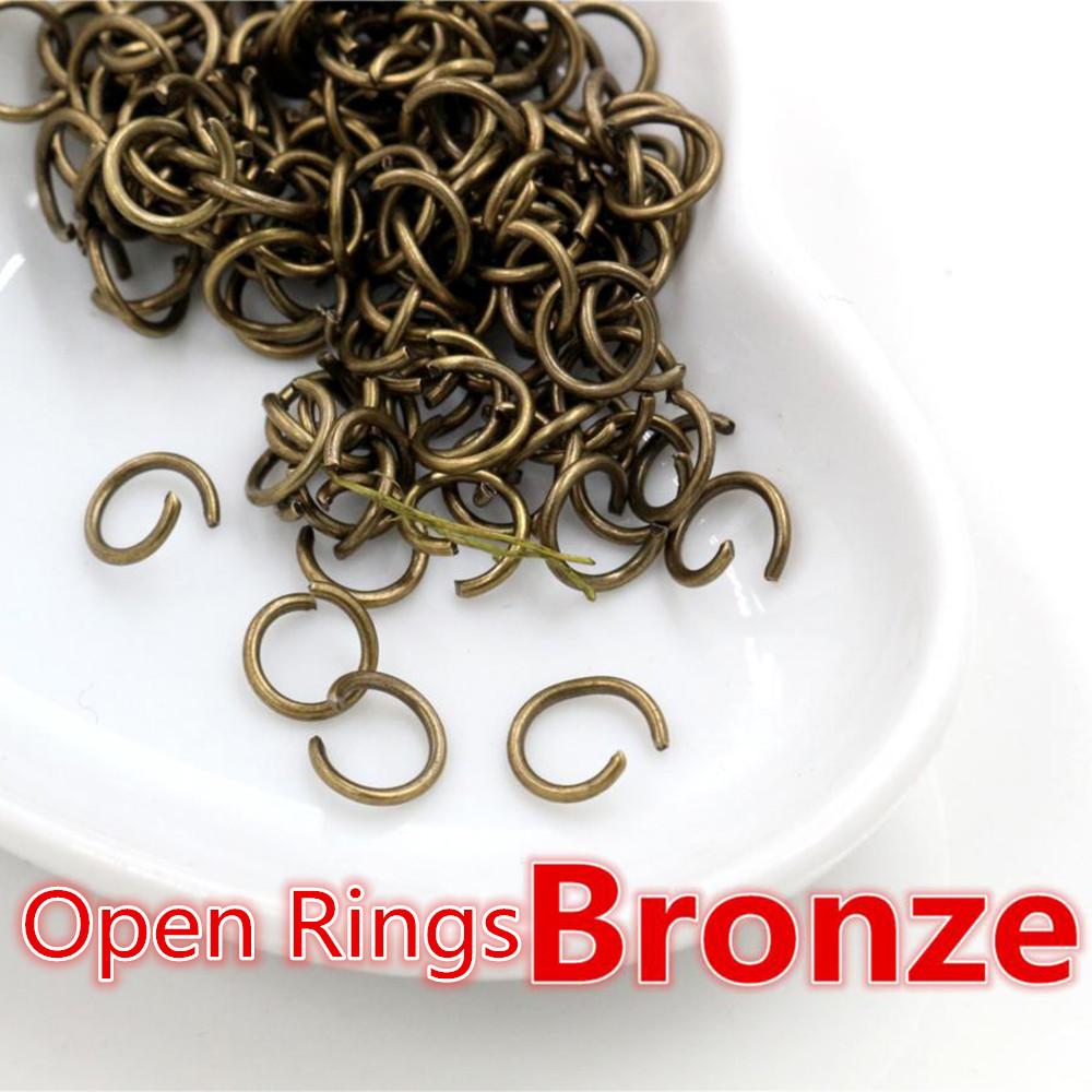200 piezas 3/4/5/6/7/8/10 mm Metal DIY Componentes para Joyería Anillas de Salto Simples Cerradas/Abiertas y Anilla Dividida para hacer joyería