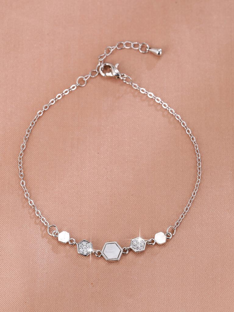 Fashion Micro Inlaid Zircon Bracelet Female Six Deformation Shell Bracelet Personality Fashion Exquisite Opal Bracelet