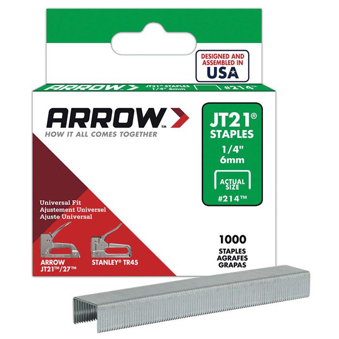 Arrow JT21 Staples 6mm 1/4'' 1000pk