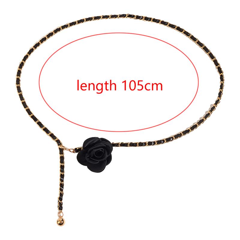 Fashion Elegant Flower Waist Chain Adjustable Metal Thin Belts For Women Girls High Quality Luxury Dress Pant Decoration Belt
