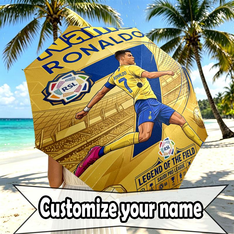 Parapluie Personnalisé Nom Cristiano Ronaldo Imprimé, Ouverture/Fermeture Automatique, Structure Robuste à 8 Baleines, Utilisation Quotidienne Camping Randonnée, Cadeau d'Anniversaire