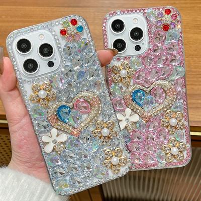 Luxury 3D Bling Glitter Crystal Rhinestone Heart Floral Phone Case For Honor 400 Lite Pro 200 Smart 90 50 SE 5G