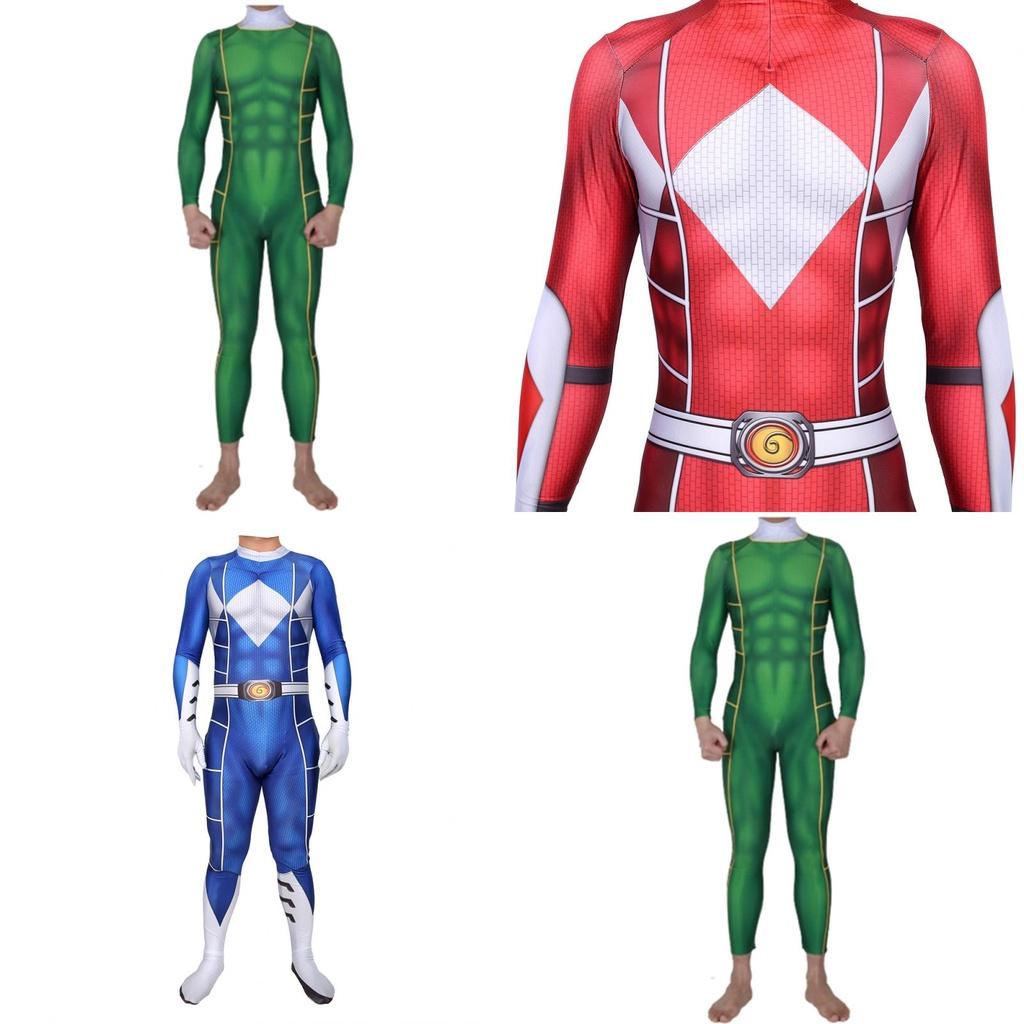 Vibrant Power Rangers Bodysuit Spandex Cosplay Costume For Unisex Kids And Adults