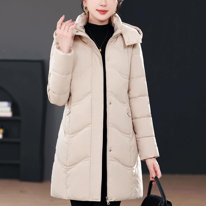 Middle Age Winter Long Coat Female Plus Size Parkas Hooded Elegant Thick Warm Woman Jackets