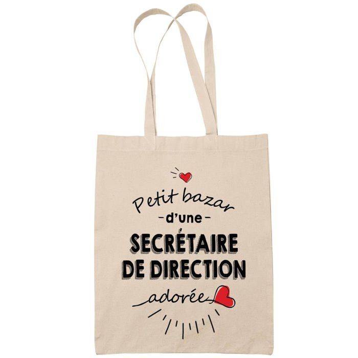 Tote bag - PLANETEE - Sac cabas - Coton - Imprimé « Secrétaire de direction adorée femme » - Beige