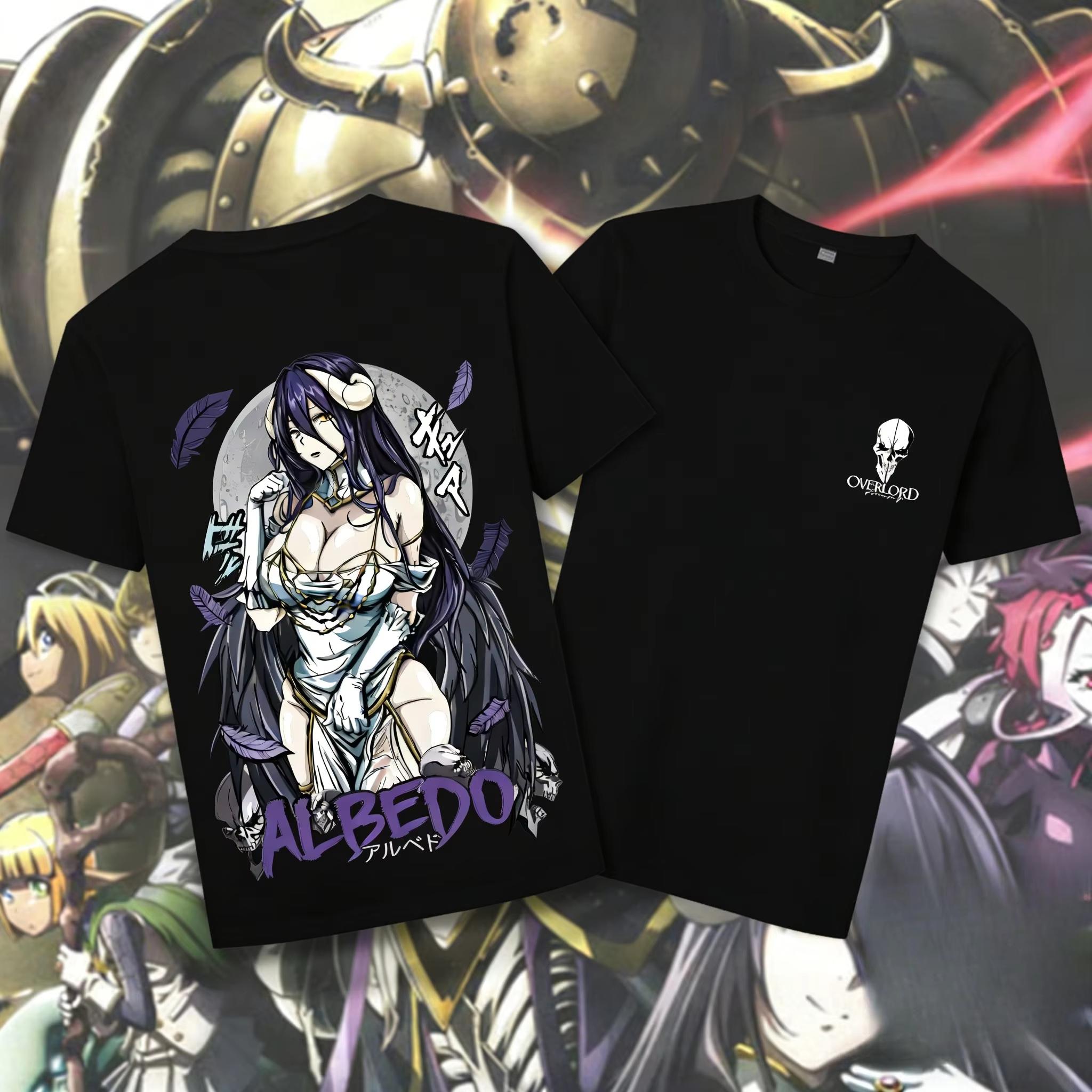 2026 Summer Anime Overlord Double-Sided Print White T-Shirt With Overlord Skull Logo, Casual Streetwear Top Men and Women T-Shirt 4XL