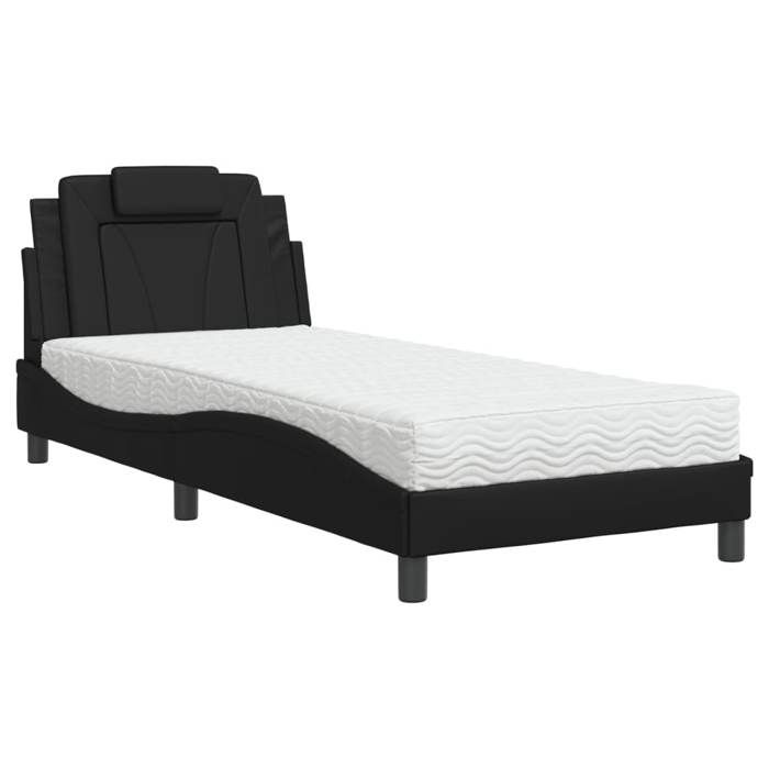 VidaXL Lit avec Matelas, Lit Rembourré avec Coussin de Tête de Lit, Lit Simple, Lit Adulte, Meuble de Chambre à Coucher 3208761