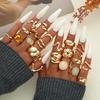 Ensemble de 20 Bagues Texturées Lave Couleur Or Pour Femmes Ligne Irrégulière Pierre Oeil de Chat Anneaux Ouverts Réglables Bijoux Tendance