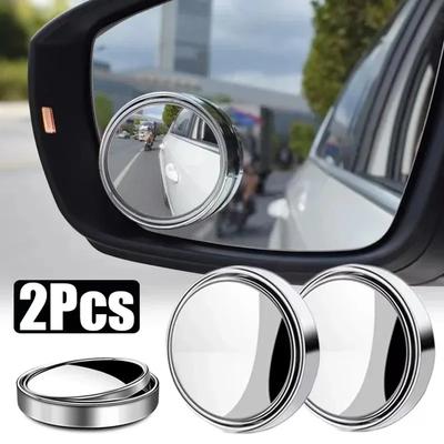2pcs Car Rearview Sucker Mirrors 360 Degree Blind Spot Mirror Frame Clear Adjustable Convex Rearview Mirror Round Auxiliary