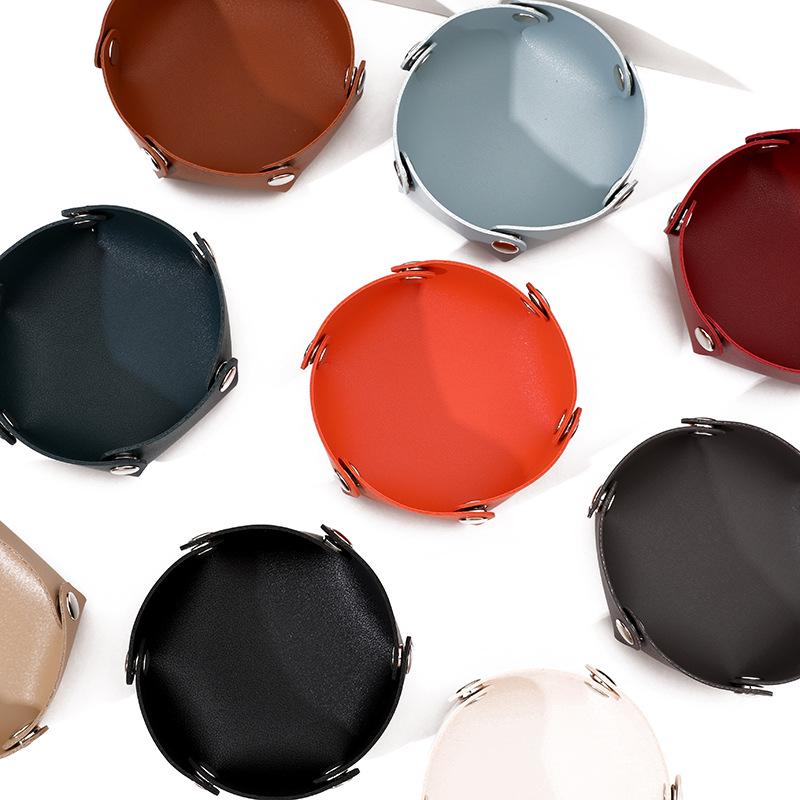 Compact PU Leather Foldable Tray: Entryway and Living Room Organizer for Keys and Jewelry