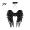 Outdoor Cosplay Wings Angel Feather Wing for Women Girls, Soft Organza Costume Accessory Halloween with Headband Photo Booth, Party, Stage Show