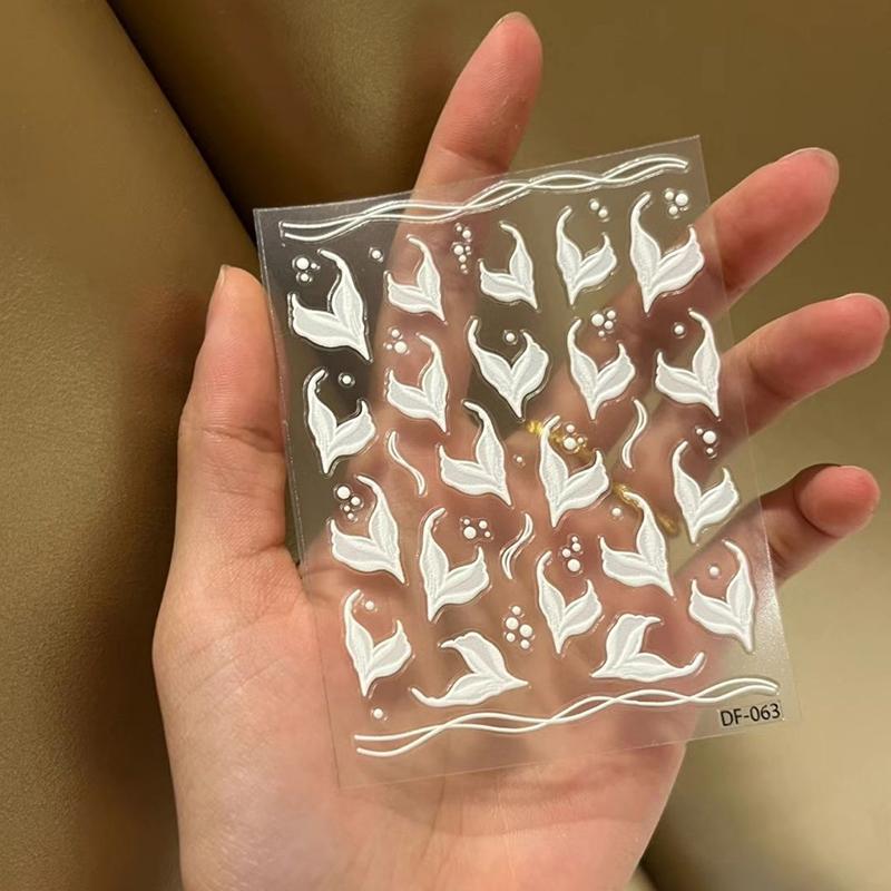 3D White Fish Tail Nail Stickers Nail Art Stickers Manicure Decals For Women Diy Nail Art Decoration