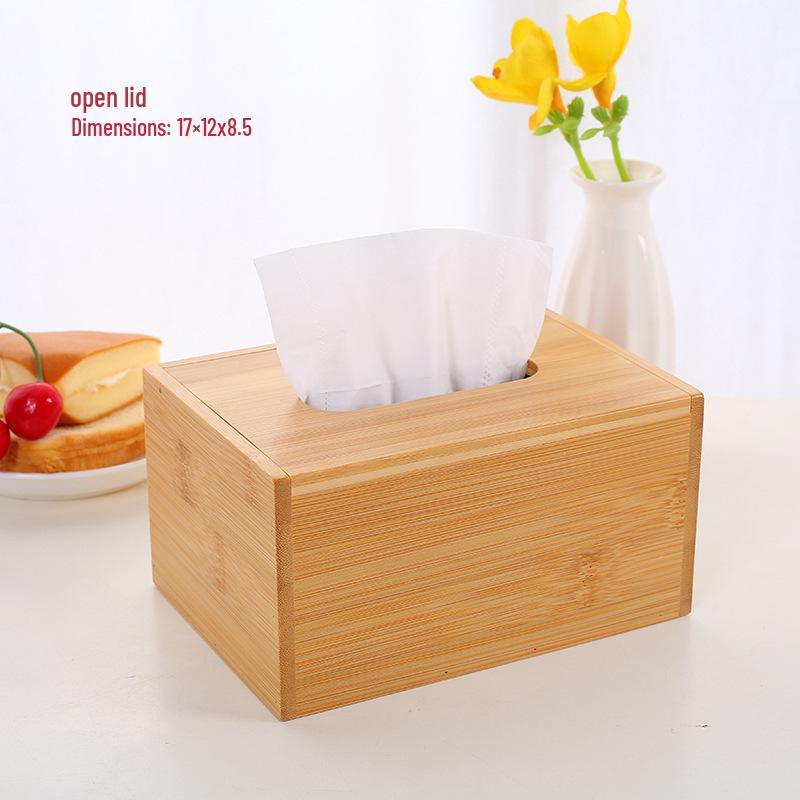 Bamboo Wood Paper Towel Box - Modern Desktop & Car Storage, Creative Bamboo Material, Suitable for Home.