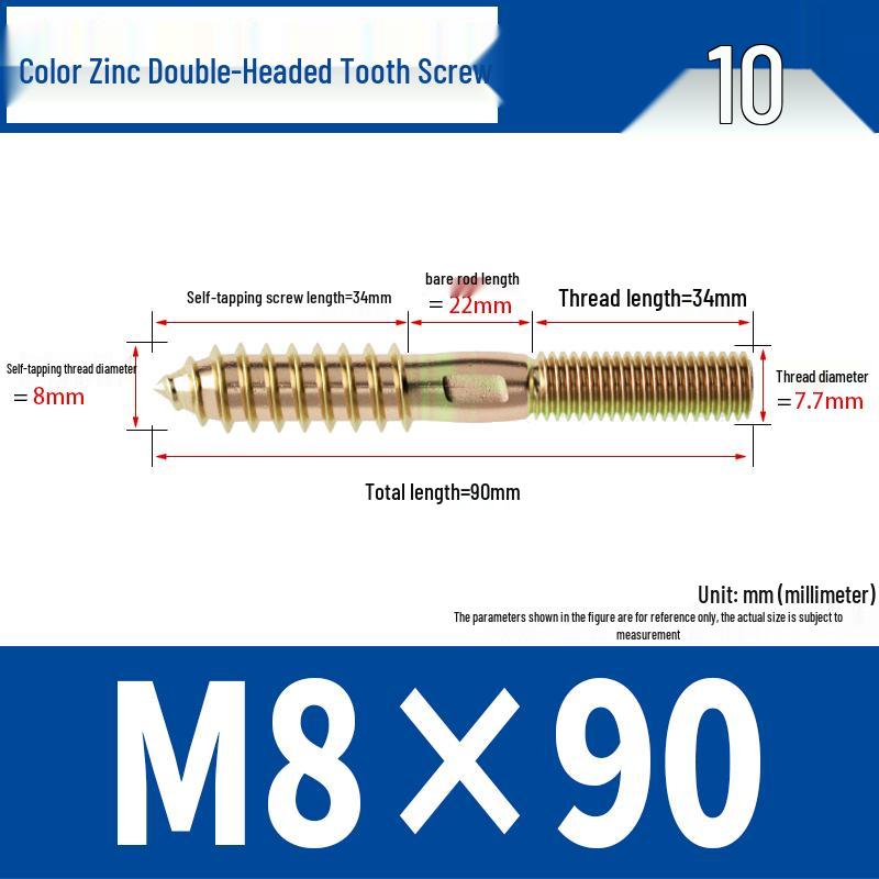 304 Stainless Steel Hex Socket Double-Head Self-Tapping Screw, Galvanized Pointed Tail, Furniture Connector (M4, M5, M6, M8)